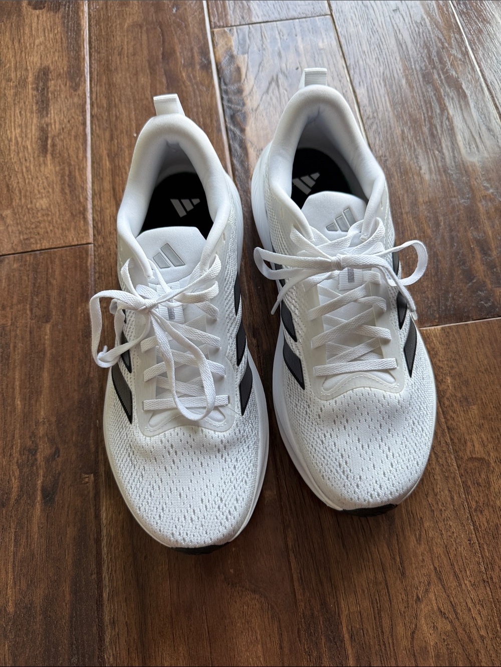 adidas White Sneakers with Black Stripes